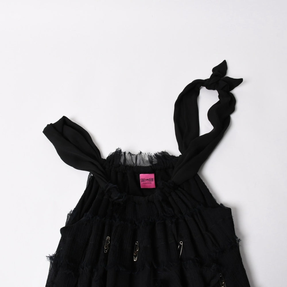 SAVE THE QUEEN! Save the Queen Tiered Frill Dress Size L Safety Pin Black Good Condition Used 4a004786