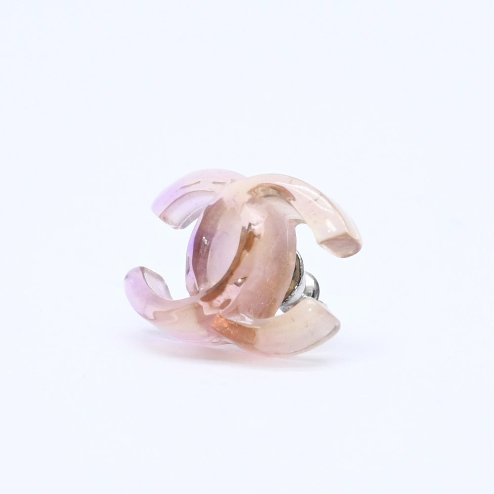 CHANEL シャネル ココマーク ピアス 重量約2.17g 02P刻印 樹脂系 メタル パープル ブラウン グラデーション 両耳用 美品 中古 4a004556