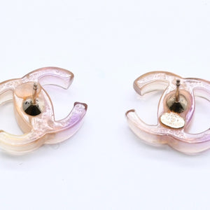 CHANEL シャネル ココマーク ピアス 重量約2.17g 02P刻印 樹脂系 メタル パープル ブラウン グラデーション 両耳用 美品 中古 4a004556
