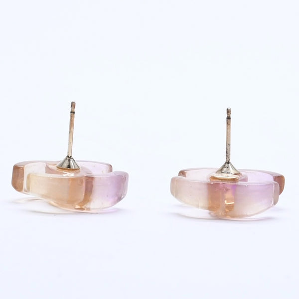CHANEL シャネル ココマーク ピアス 重量約2.17g 02P刻印 樹脂系 メタル パープル ブラウン グラデーション 両耳用 美品 中古 4a004556