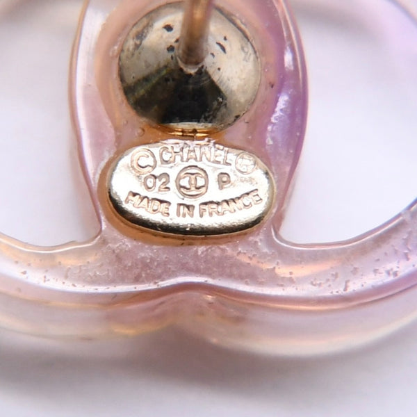 CHANEL シャネル ココマーク ピアス 重量約2.17g 02P刻印 樹脂系 メタル パープル ブラウン グラデーション 両耳用 美品 中古 4a004556