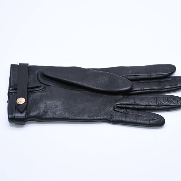極美品 LOUIS VUITTON ルイヴィトン グローブ Black ブラック ラムレザー レザー ゴールド金具 M7211E 中古 4a004692