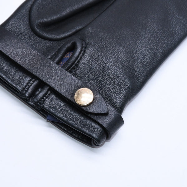 極美品 LOUIS VUITTON ルイヴィトン グローブ Black ブラック ラムレザー レザー ゴールド金具 M7211E 中古 4a004692