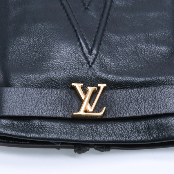 極美品 LOUIS VUITTON ルイヴィトン グローブ Black ブラック ラムレザー レザー ゴールド金具 M7211E 中古 4a004692