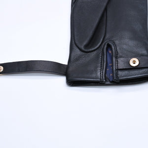 極美品 LOUIS VUITTON ルイヴィトン グローブ Black ブラック ラムレザー レザー ゴールド金具 M7211E 中古 4a004692