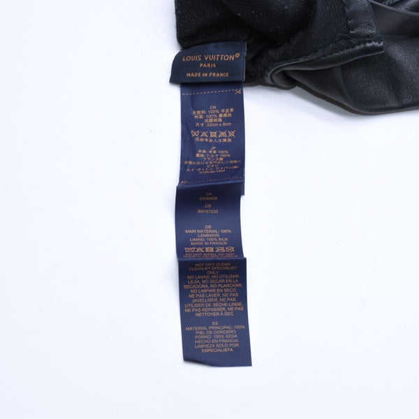 極美品 LOUIS VUITTON ルイヴィトン グローブ Black ブラック ラムレザー レザー ゴールド金具 M7211E 中古 4a004692