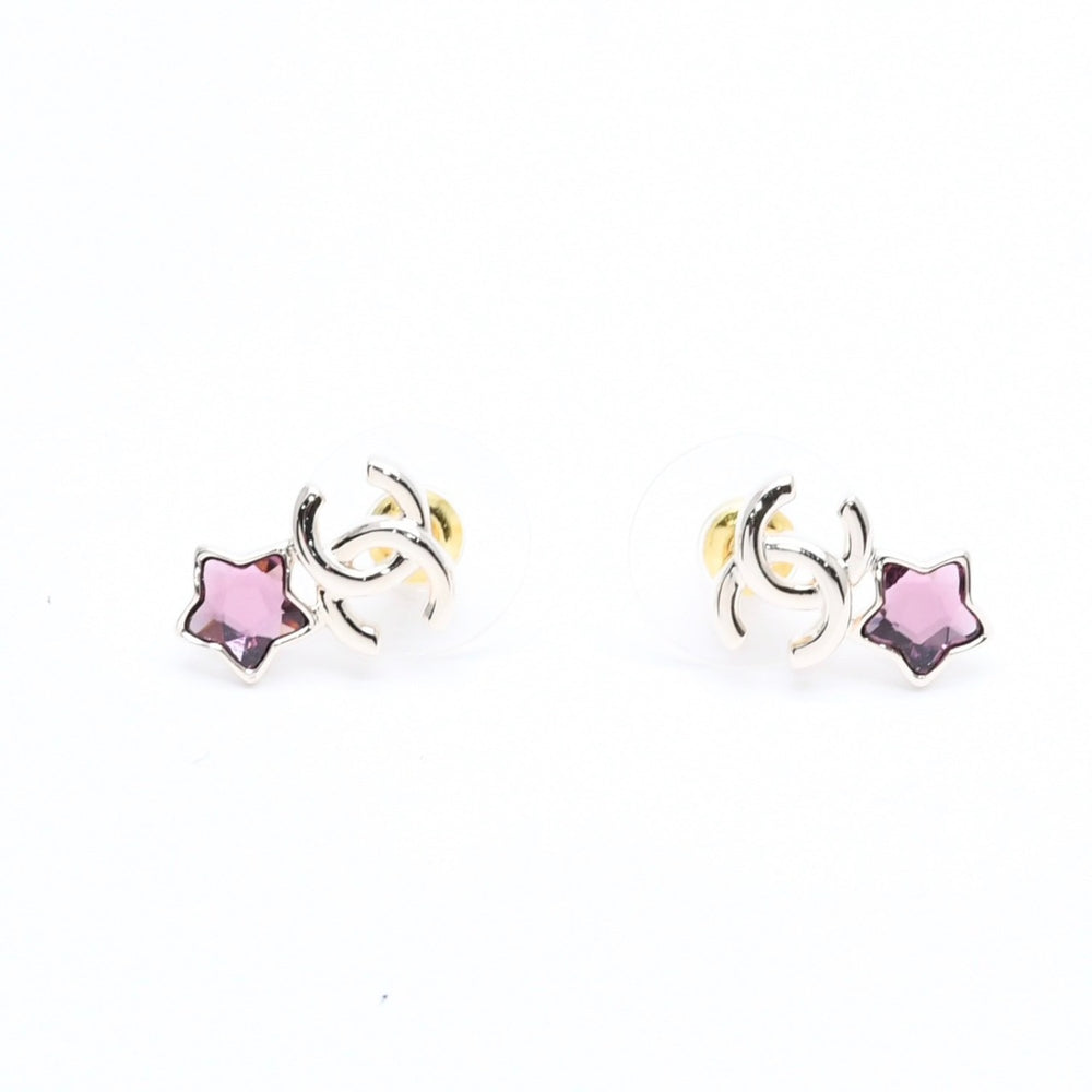 CHANEL Chanel earrings here mark star color stone light gold B25 stamp weight approx. 2.83g mint condition used 4a004576
