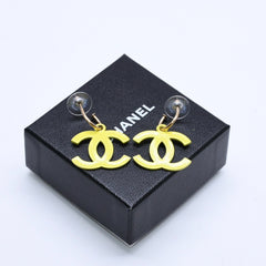 極美品 CHANEL シャネル ココマーク ピアス イヤリング イエロー 黄色 ゴールド金具 03S刻印 重量約5.94g 中古 4a004555