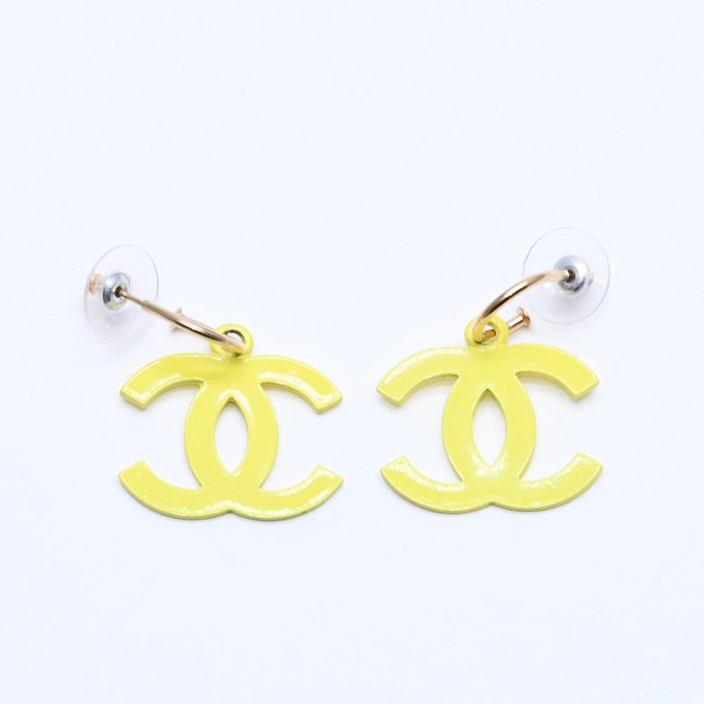 極美品 CHANEL シャネル ココマーク ピアス イヤリング イエロー 黄色 ゴールド金具 03S刻印 重量約5.94g 中古 4a004555