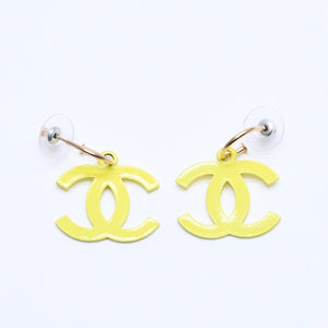 極美品 CHANEL シャネル ココマーク ピアス イヤリング イエロー 黄色 ゴールド金具 03S刻印 重量約5.94g 中古 4a004555