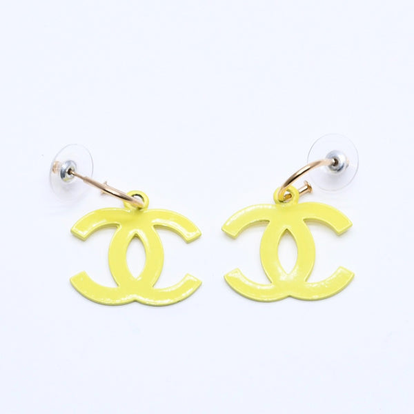 極美品 CHANEL シャネル ココマーク ピアス イヤリング イエロー 黄色 ゴールド金具 03S刻印 重量約5.94g 中古 4a004555