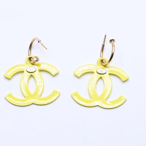 極美品 CHANEL シャネル ココマーク ピアス イヤリング イエロー 黄色 ゴールド金具 03S刻印 重量約5.94g 中古 4a004555