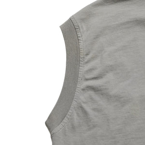 極美品 MIU MIU ミュウミュウ ノースリーブ ジャージ Tシャツ MJE15 ワッペンロゴ カットソー フレンチスリーブ カーキ レディース XSサイズ 中古 4a004811