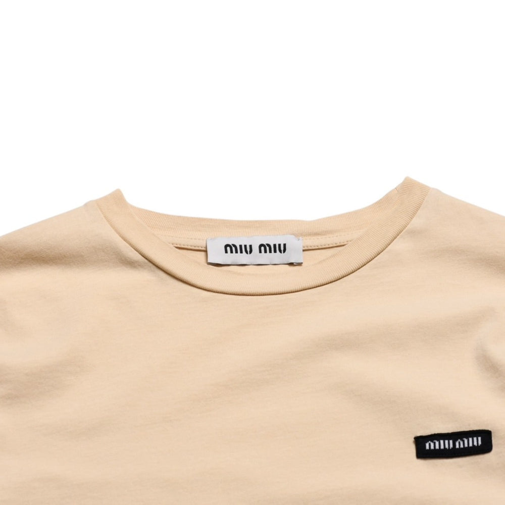 MIU MIU Cotton Jersey Long Sleeve T-Shirt MJE15 Long T-Shirt Long Sleeve T-Shirt Light Beige XS Size Good Condition Used 4a005009