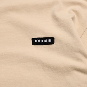 MIU MIU ミュウミュウ コットン ジャージーロングスリーブ Tシャツ MJE15 ロンT 長袖Tシャツ ライトベージュ XSサイズ 美品 中古 4a005009