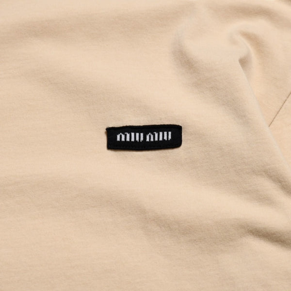 MIU MIU ミュウミュウ コットン ジャージーロングスリーブ Tシャツ MJE15 ロンT 長袖Tシャツ ライトベージュ XSサイズ 美品 中古 4a005009