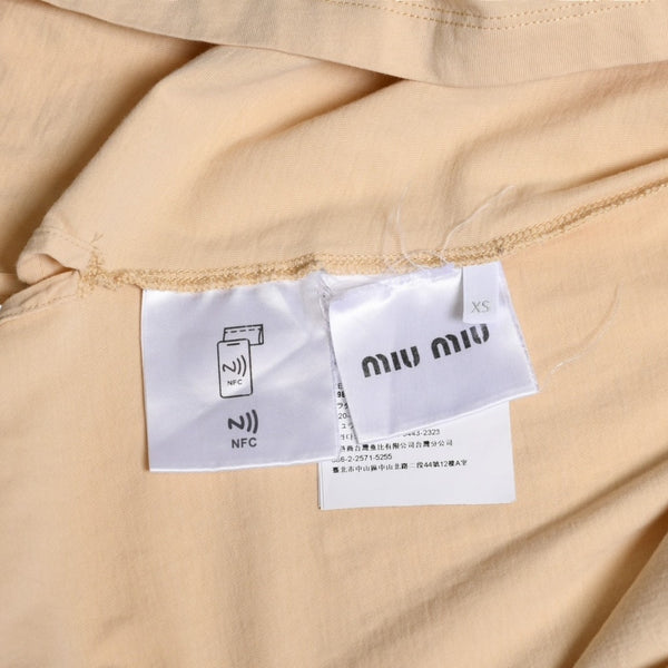 MIU MIU ミュウミュウ コットン ジャージーロングスリーブ Tシャツ MJE15 ロンT 長袖Tシャツ ライトベージュ XSサイズ 美品 中古 4a005009