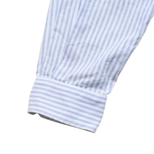 極美品 MIU MIU ミュウミュウ クリスタル クロップド 長袖 Tシャツ MJL816 ストライプ ラインストーン ライトブルー XSサイズ 中古 4a004813