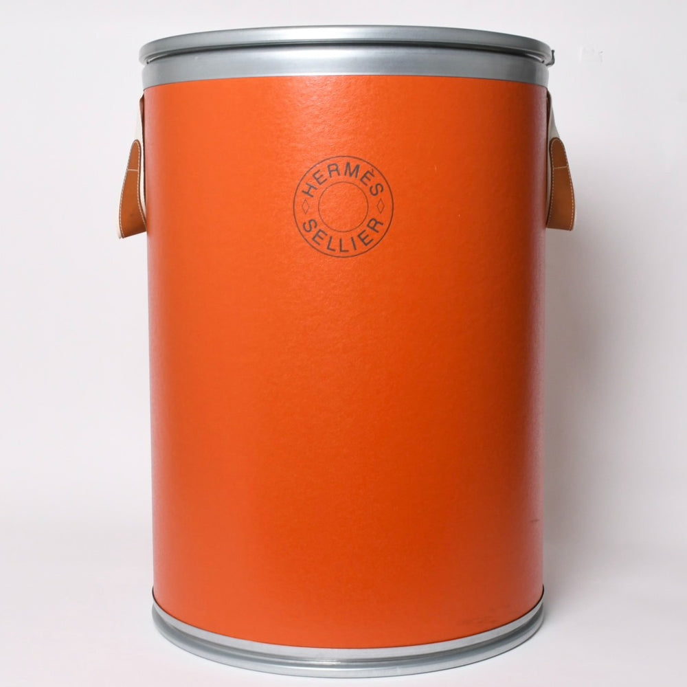 HERMES エルメス サドルボックス SADDLE BOX H800104E インテリア 小物入れ オレンジ シルバー 美品 中古 4a004803