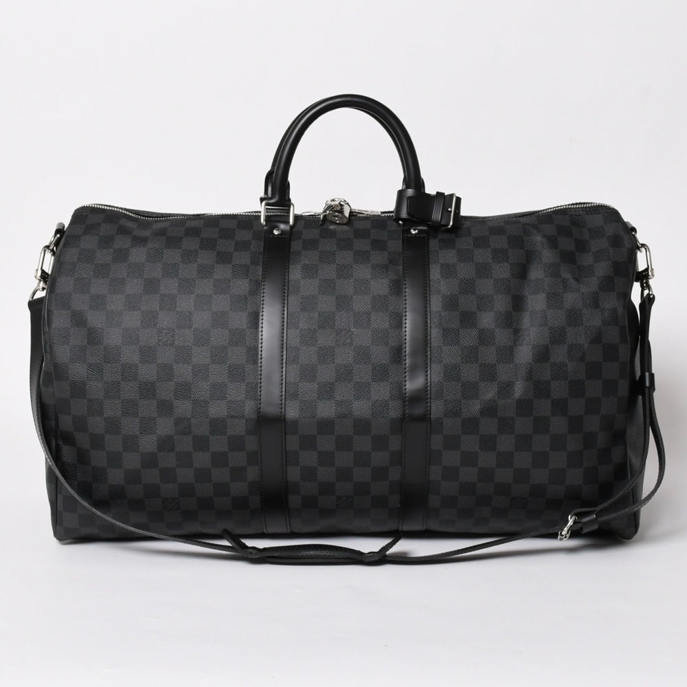 極美品 ルイヴィトン LOUIS VUITTON キーポル バンドリエール 55 ボストンバッグ ダミエ グラフィット ブラック N41413 中古 4a005353
