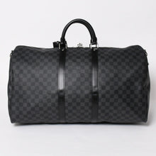 Load image into Gallery viewer, 極美品 ルイヴィトン LOUIS VUITTON キーポル バンドリエール 55 ボストンバッグ ダミエ グラフィット ブラック N41413 中古 4a005353