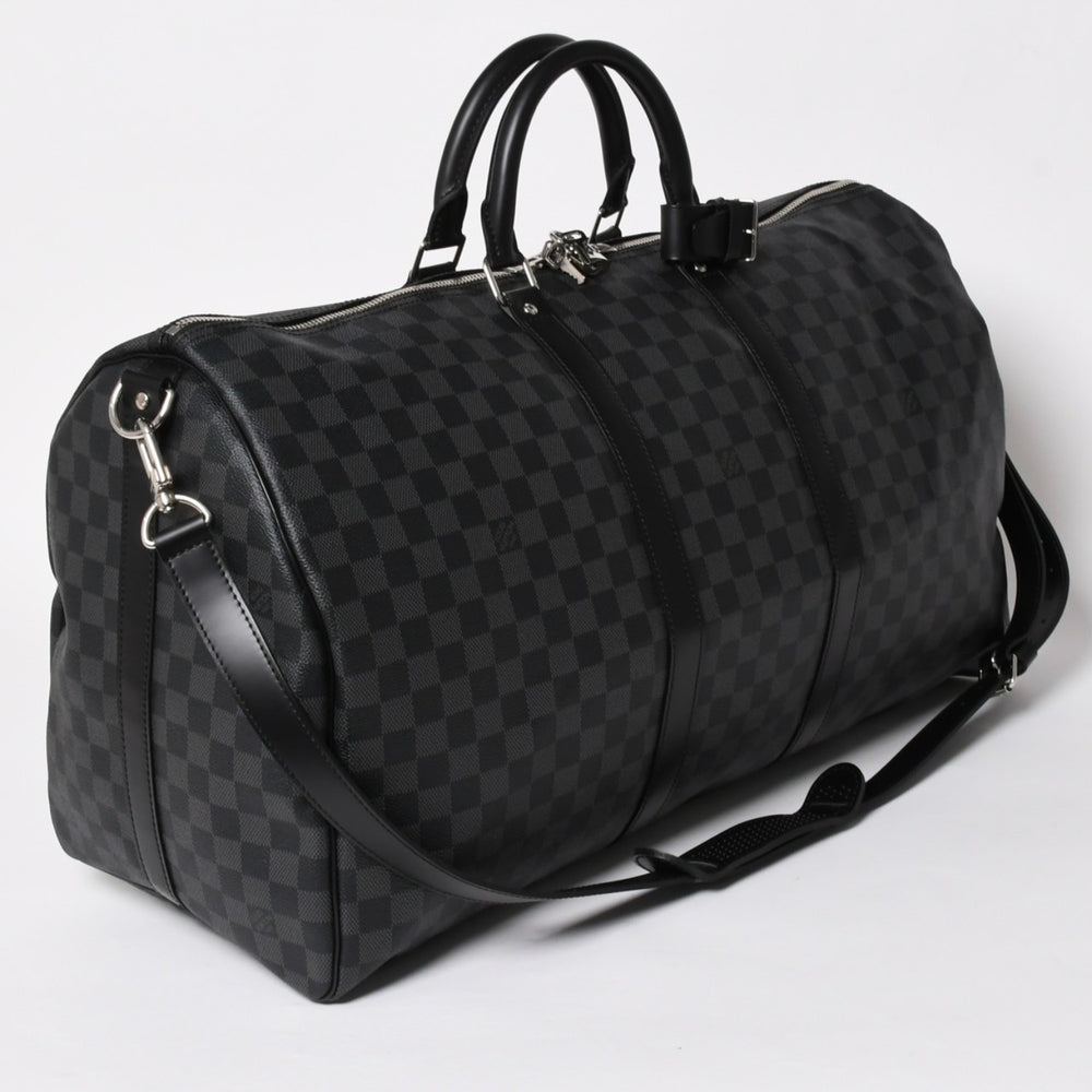 Very Good LOUIS VUITTON Keepall Bandouliere 55 Boston Bag Damier Graphite Black N41413 Used 4a005353