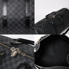 Load image into Gallery viewer, 極美品 ルイヴィトン LOUIS VUITTON キーポル バンドリエール 55 ボストンバッグ ダミエ グラフィット ブラック N41413 中古 4a005353