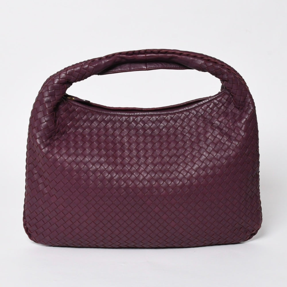 極美品 BOTTEGA VENETA ボッテガヴェネタ イントレチャート ワンショルダーバッグ ワインレッド パープル 中古 4a005417