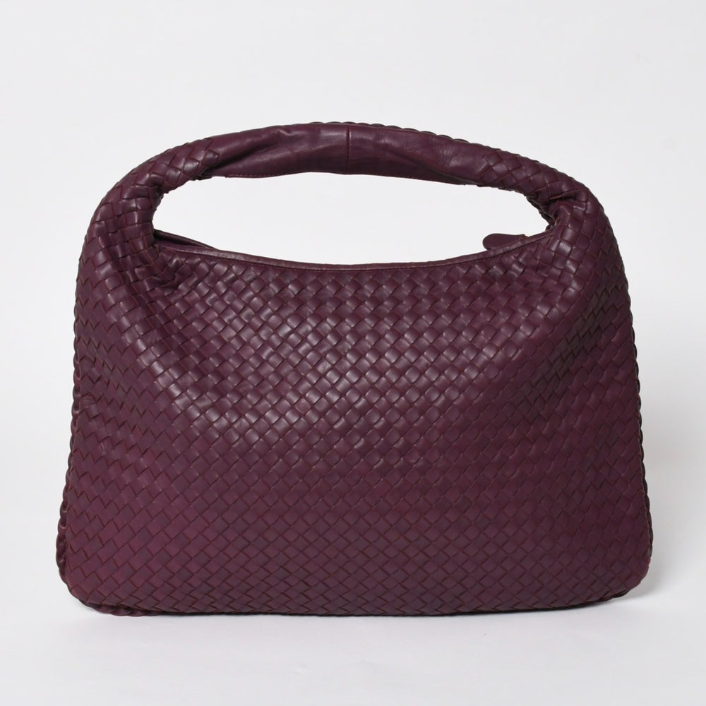 極美品 BOTTEGA VENETA ボッテガヴェネタ イントレチャート ワンショルダーバッグ ワインレッド パープル 中古 4a005417