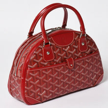 画像をギャラリービューアに読み込む, GOYARD ゴヤール サンジャンヌ PM ハンドバッグ レア レッド 赤 シルバー金具 ヘリンボーン柄 PVC レザー 美品 中古 4a004798