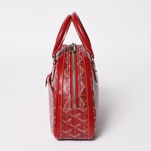GOYARD ゴヤール サンジャンヌ PM ハンドバッグ レア レッド 赤 シルバー金具 ヘリンボーン柄 PVC レザー 美品 中古 4a004798