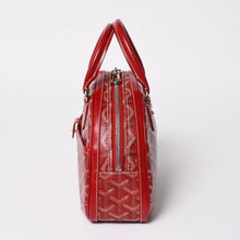 画像をギャラリービューアに読み込む, GOYARD ゴヤール サンジャンヌ PM ハンドバッグ レア レッド 赤 シルバー金具 ヘリンボーン柄 PVC レザー 美品 中古 4a004798