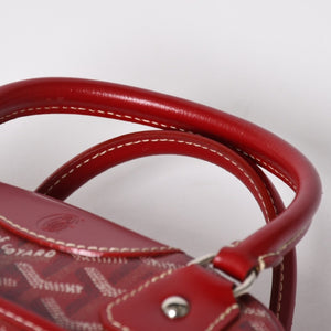 GOYARD ゴヤール サンジャンヌ PM ハンドバッグ レア レッド 赤 シルバー金具 ヘリンボーン柄 PVC レザー 美品 中古 4a004798