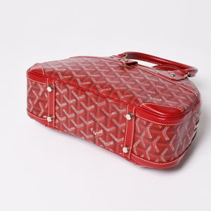 GOYARD ゴヤール サンジャンヌ PM ハンドバッグ レア レッド 赤 シルバー金具 ヘリンボーン柄 PVC レザー 美品 中古 4a004798