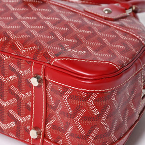 GOYARD ゴヤール サンジャンヌ PM ハンドバッグ レア レッド 赤 シルバー金具 ヘリンボーン柄 PVC レザー 美品 中古 4a004798