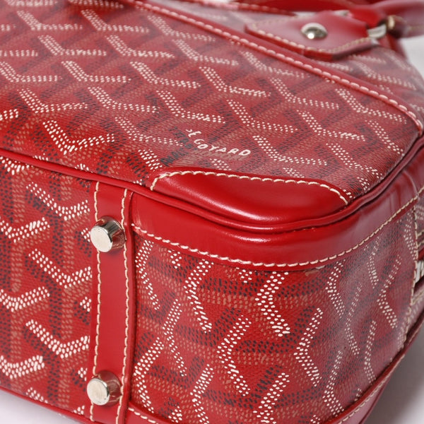 GOYARD ゴヤール サンジャンヌ PM ハンドバッグ レア レッド 赤 シルバー金具 ヘリンボーン柄 PVC レザー 美品 中古 4a004798