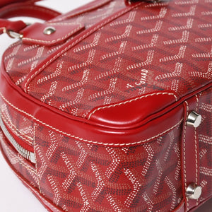 GOYARD ゴヤール サンジャンヌ PM ハンドバッグ レア レッド 赤 シルバー金具 ヘリンボーン柄 PVC レザー 美品 中古 4a004798