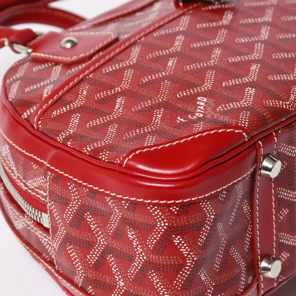 GOYARD ゴヤール サンジャンヌ PM ハンドバッグ レア レッド 赤 シルバー金具 ヘリンボーン柄 PVC レザー 美品 中古 4a004798