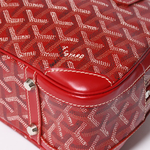 GOYARD ゴヤール サンジャンヌ PM ハンドバッグ レア レッド 赤 シルバー金具 ヘリンボーン柄 PVC レザー 美品 中古 4a004798
