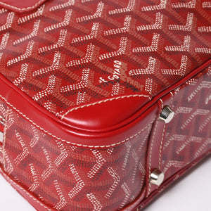 GOYARD ゴヤール サンジャンヌ PM ハンドバッグ レア レッド 赤 シルバー金具 ヘリンボーン柄 PVC レザー 美品 中古 4a004798