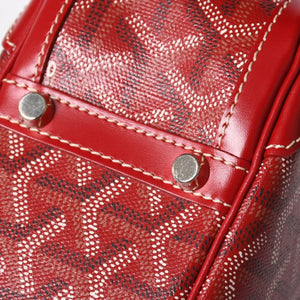 GOYARD ゴヤール サンジャンヌ PM ハンドバッグ レア レッド 赤 シルバー金具 ヘリンボーン柄 PVC レザー 美品 中古 4a004798