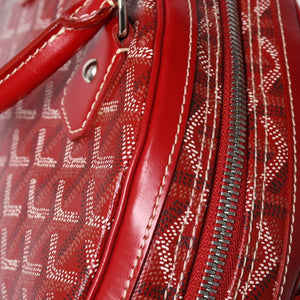 GOYARD ゴヤール サンジャンヌ PM ハンドバッグ レア レッド 赤 シルバー金具 ヘリンボーン柄 PVC レザー 美品 中古 4a004798