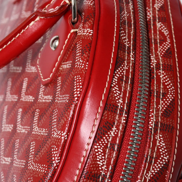 GOYARD ゴヤール サンジャンヌ PM ハンドバッグ レア レッド 赤 シルバー金具 ヘリンボーン柄 PVC レザー 美品 中古 4a004798