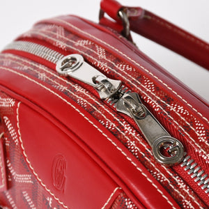GOYARD ゴヤール サンジャンヌ PM ハンドバッグ レア レッド 赤 シルバー金具 ヘリンボーン柄 PVC レザー 美品 中古 4a004798