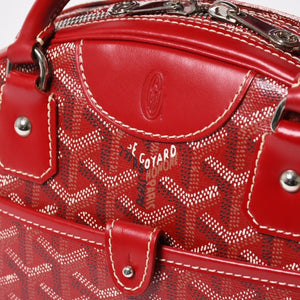 GOYARD ゴヤール サンジャンヌ PM ハンドバッグ レア レッド 赤 シルバー金具 ヘリンボーン柄 PVC レザー 美品 中古 4a004798