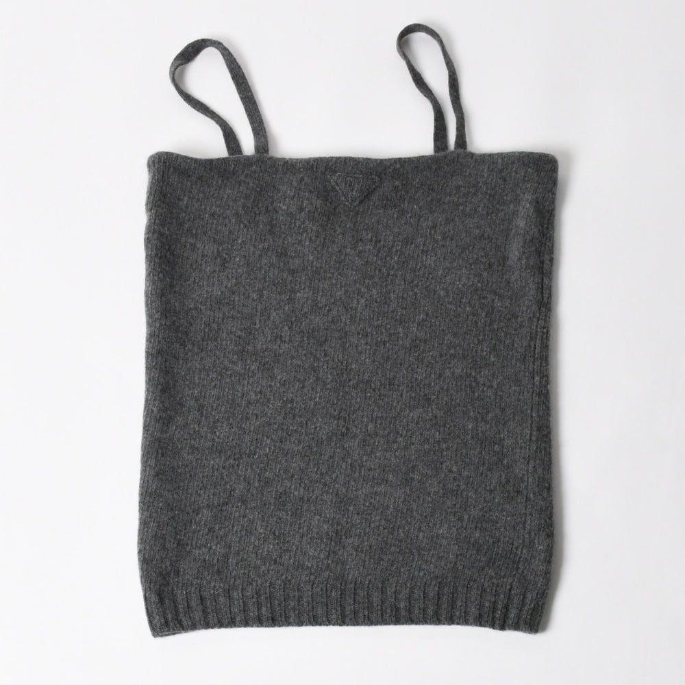 PRADA プラダ Detachable Shrug Camisole Sweater ウールアンサンブルニット 20114 S231 12CW セットアップ ボレロ キャミソール バージンウール カシミヤ グレー 44サイズ 美品 中古 4a004700