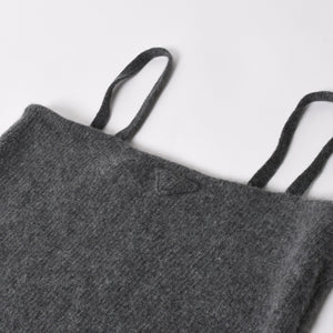 PRADA プラダ Detachable Shrug Camisole Sweater ウールアンサンブルニット 20114 S231 12CW セットアップ ボレロ キャミソール バージンウール カシミヤ グレー 44サイズ 美品 中古 4a004700