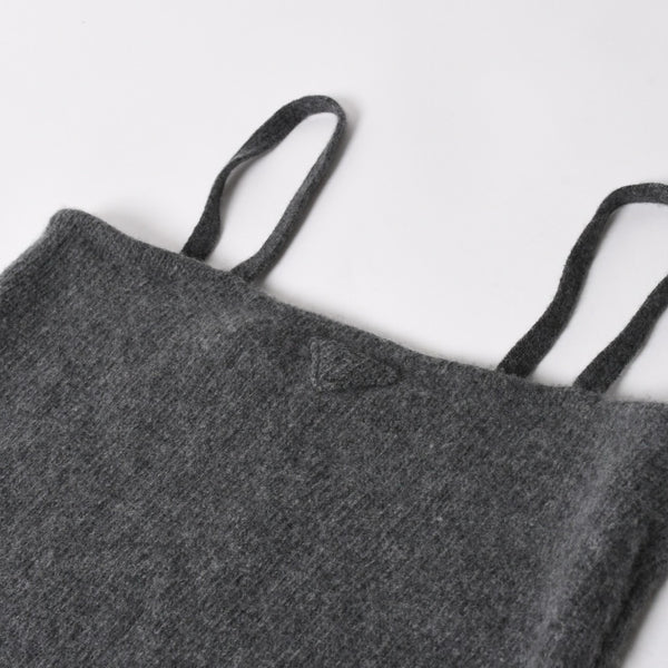 PRADA プラダ Detachable Shrug Camisole Sweater ウールアンサンブルニット 20114 S231 12CW セットアップ ボレロ キャミソール バージンウール カシミヤ グレー 44サイズ 美品 中古 4a004700