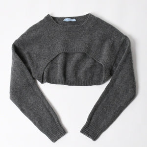 PRADA プラダ Detachable Shrug Camisole Sweater ウールアンサンブルニット 20114 S231 12CW セットアップ ボレロ キャミソール バージンウール カシミヤ グレー 44サイズ 美品 中古 4a004700