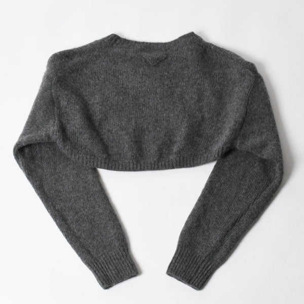 PRADA プラダ Detachable Shrug Camisole Sweater ウールアンサンブルニット 20114 S231 12CW セットアップ ボレロ キャミソール バージンウール カシミヤ グレー 44サイズ 美品 中古 4a004700